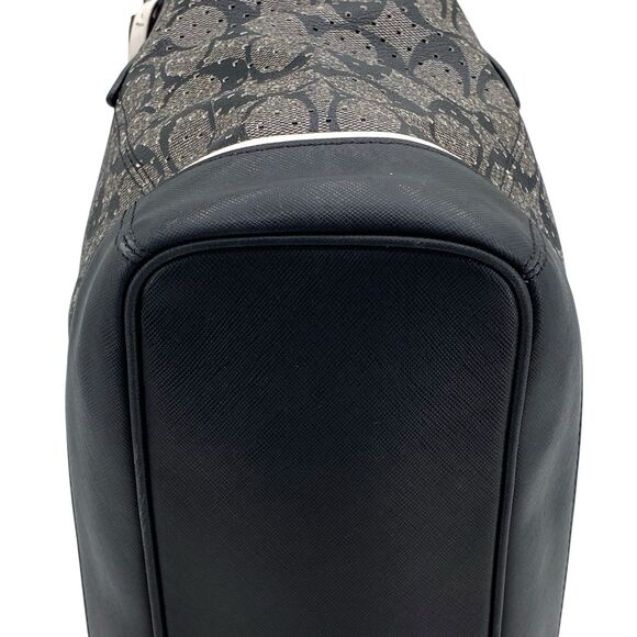 Coach Peyton Perforated Zip Top Tote F29886 Black White Signature Logo - Picture 8 of 16